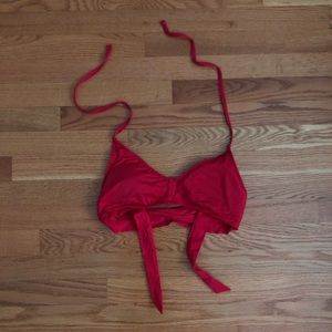 red bikini halter top tie front